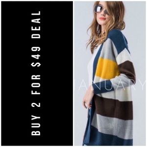 ❄️LAST2️⃣//COLOR BLOCK STRIPED CARDIGAN